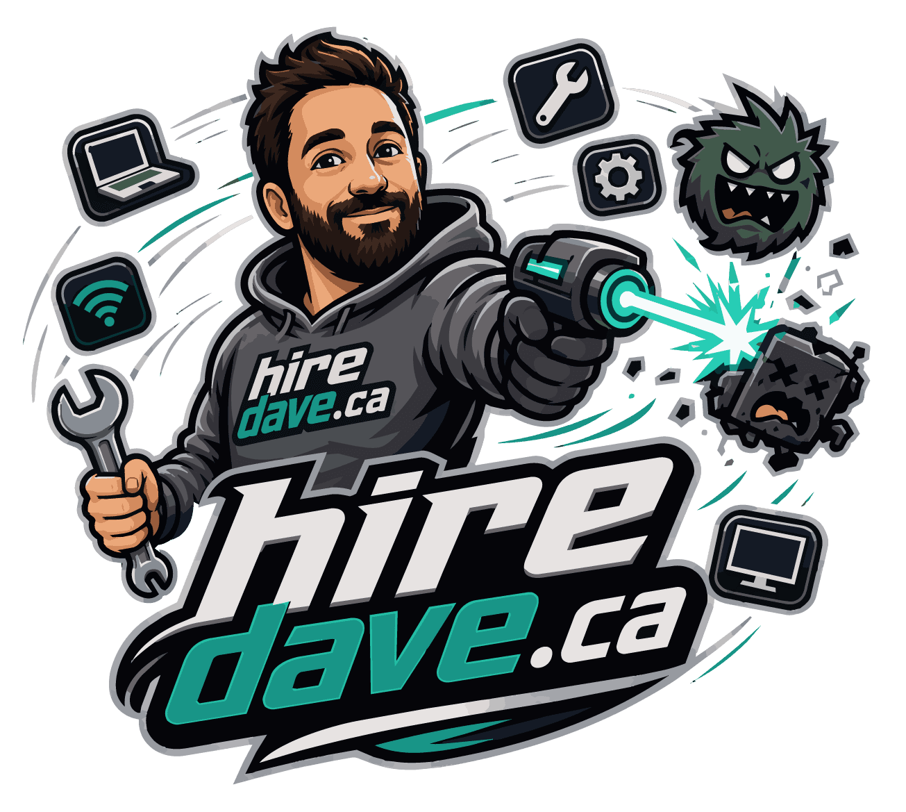 HireDave illustrated repair and tech help logo